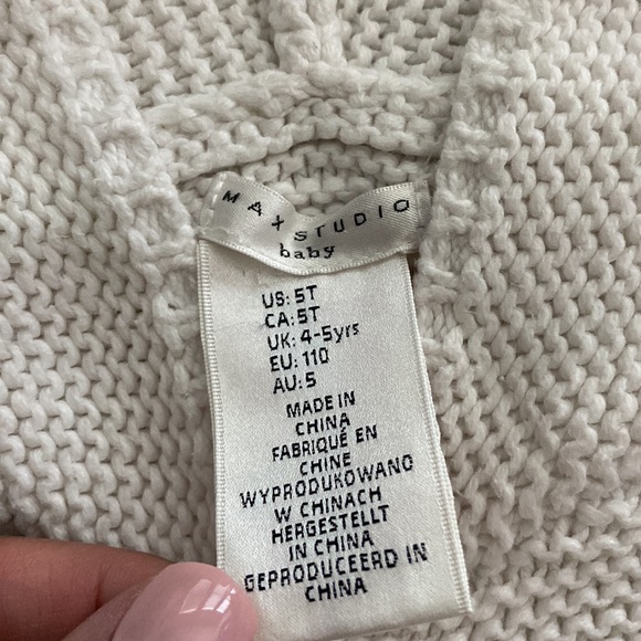 Max Studio Baby Easter Bunny ear cardigan sweater - Picture 3 of 4